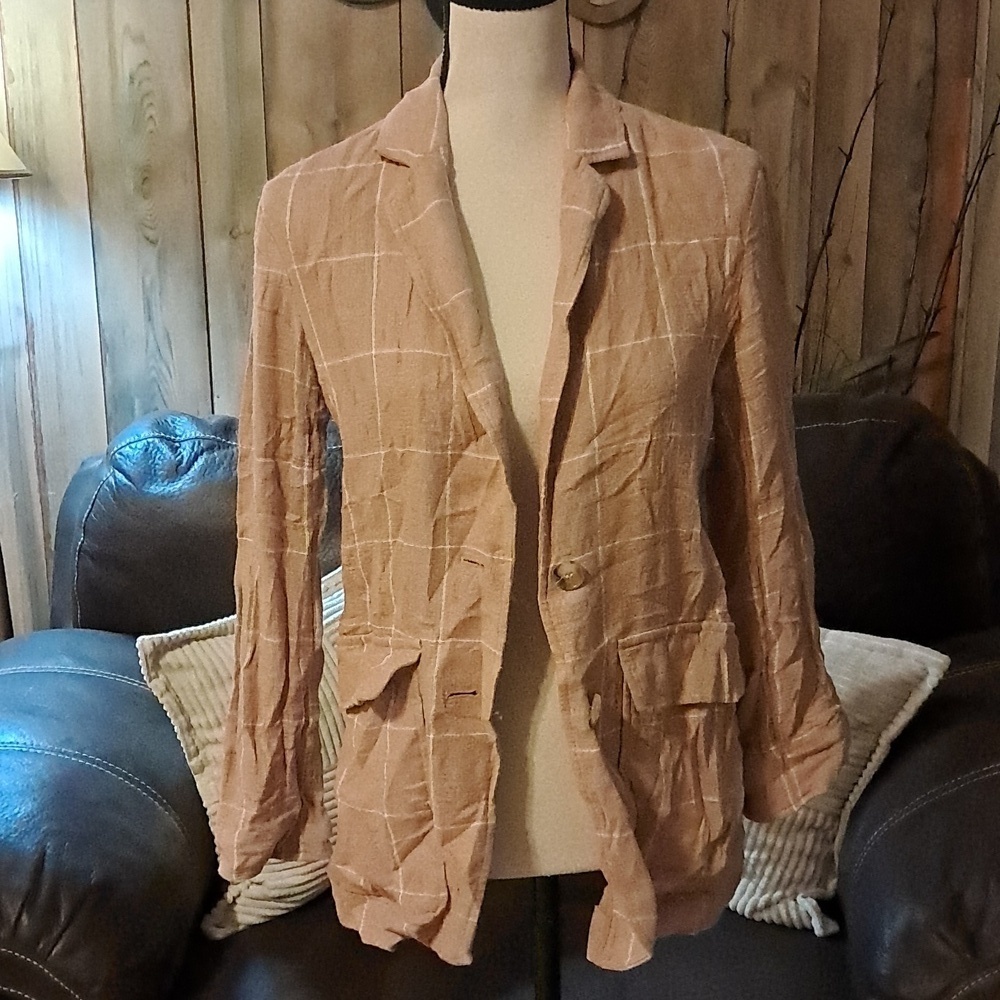 Madewell Pink Breezewoven Larsen Blazer Size XS Linen Casual Preppy Resortwear - Picture 2 of 10